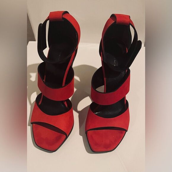 Balenciaga Heels - Size 7 US - Red Seude - balletcorp - Open Toe - Y2k - Sandals - Picture 3 of 11